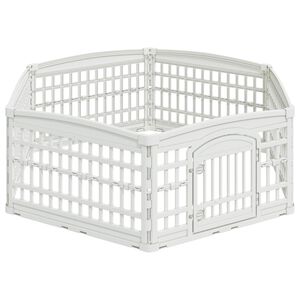 vidaXL 6 panelu suņu spēļu sēta 177,5 x 154,5 x 58 cm Plastmasa Balts