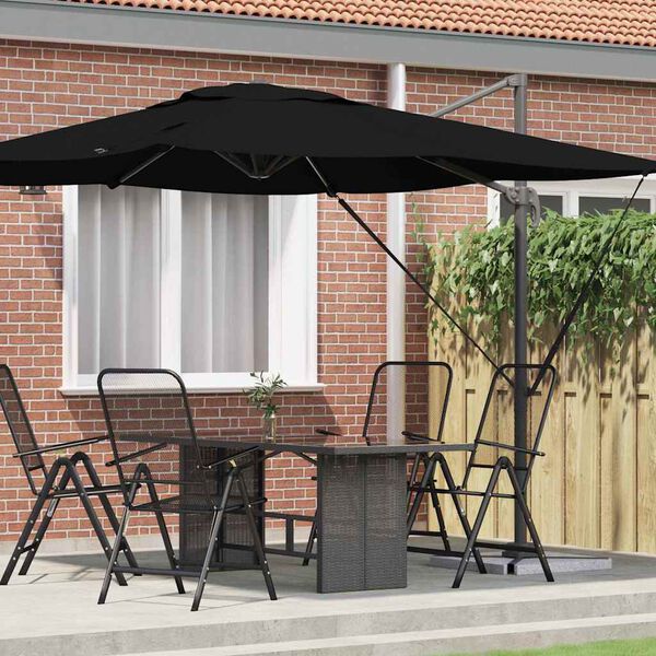 vidaXL Roma Parasol Melna 286 x 285 x 265 cm Poliesters un alumīnijs