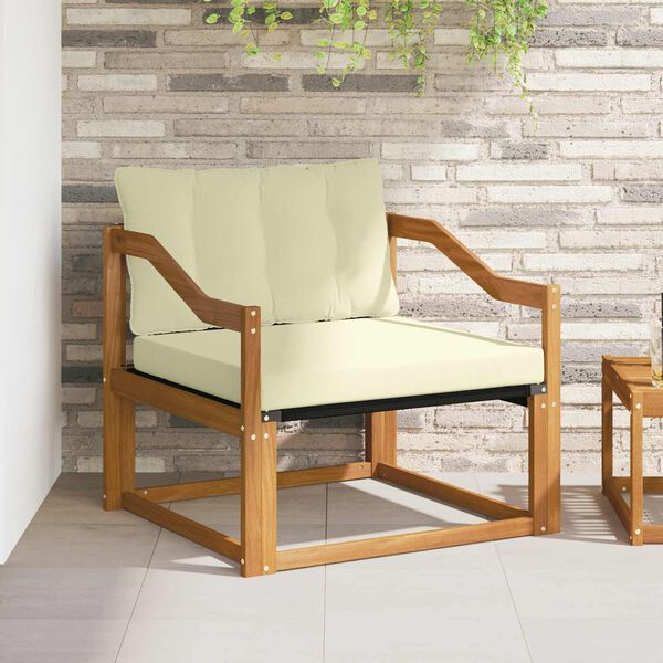 vidaXL Āra dīvānu komplekts Cieta akācijas koks un tekstilēns Dabiska