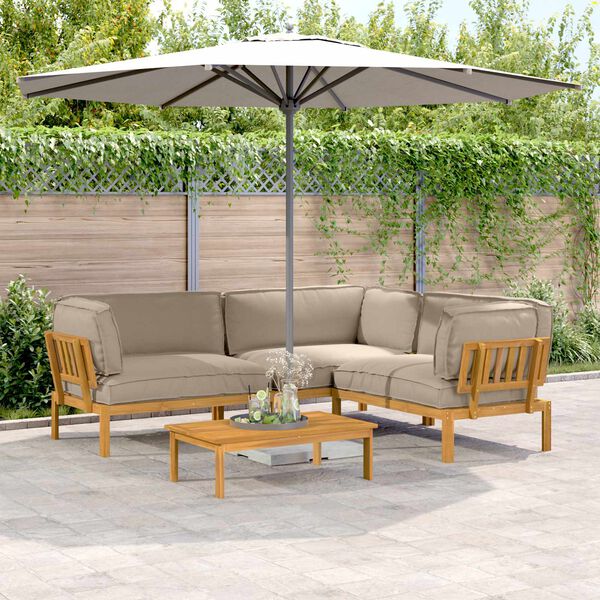 vidaXL Dīvānu komplekts 4 pcs Pelēkbrūna Cietā akācijas koks