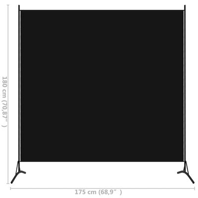 vidaXL istabas aizslietnis, melns, 175x180 cm, audums