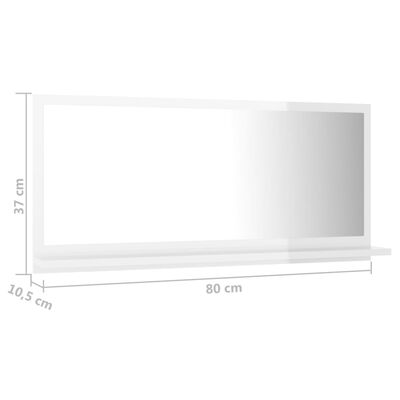 vidaXL vannasistabas spogulis, spīdīgi balts, 80x10,5x37 cm