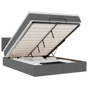 vidaXL Osmaņu gulta ar matraci&LEDs, tum&scaron;i pelēks, 140x190 cm, audums