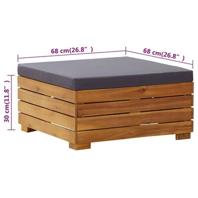 vidaXL dārza galds un kāju balsts ar matraci, akācijas masīvkoks