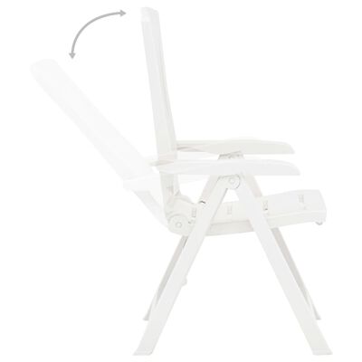 vidaXL atgāžami dārza krēsli, 2 gab., balta plastmasa