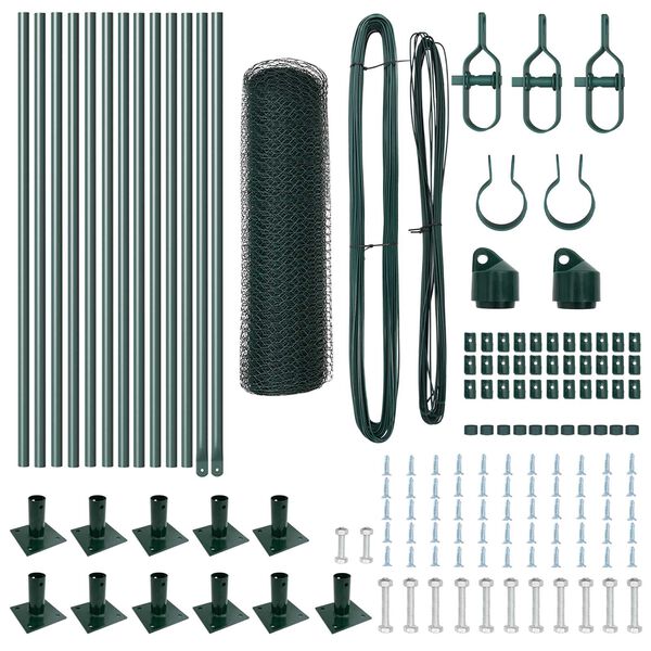 vidaXL Žoga āķis Zaļa 25 x 0,4 m (25 mm acs) Tērauds un PVC