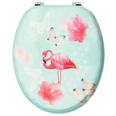 vidaXL tualetes poda sēdeklis ar vāku, MDF, flamingo dizains