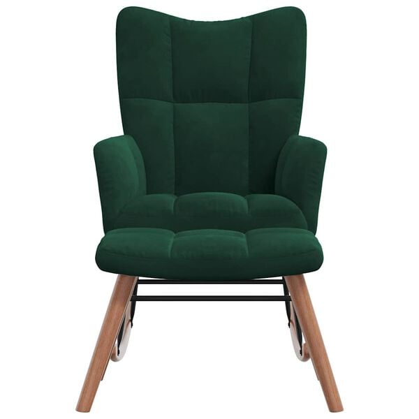 vidaXL &scaron;ūpuļkrēsls ar kāju balstu, tum&scaron;i zaļ&scaron; samts