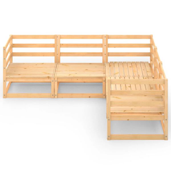 vidaXL 5-daļīgs dārza atpūtas mēbeļu komplekts, priedes masīvkoks