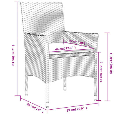 vidaXL dārza krēsli, 2 gab., ar matračiem, PE rotangpalma, brūni