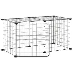 vidaXL 8 paneļu mājdzīvnieku būris ar durvīm, melns, 70x35x35 cm, tērauds