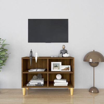 vidaXL TV plaukts ar koka kājām, ozolkoka krāsa, 69,5x30x50 cm