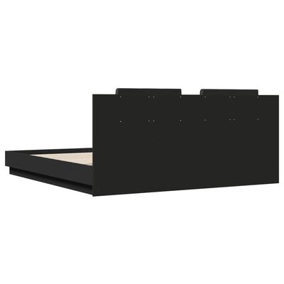 vidaXL gultas rāmis ar galvgali un LED, melns, 160x200 cm