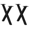vidaXL kafijas galdiņa kājas, 2 gab., X-veida, melnas, 60x(42-43) cm, tērauds