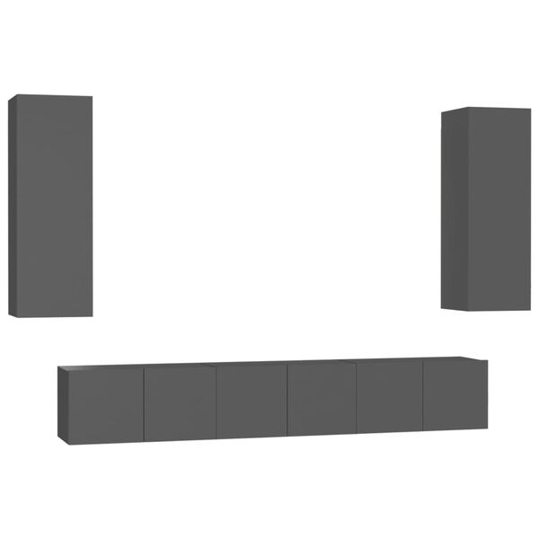 vidaXL 5-daļīgs TV skapī&scaron;u komplekts, pelēks, inženierijas koks