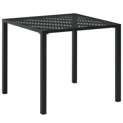 vidaXL dārza galds, 80x80x72 cm, melns, tērauds