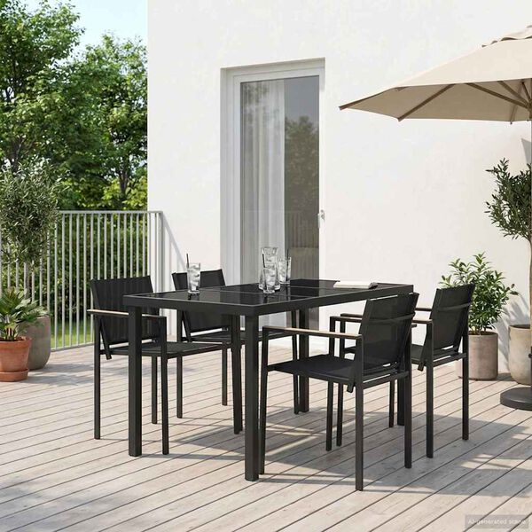 vidaXL Āra mēbeļu komplekts 5 pcs Melns un Anthracite 140 x 70 x 73 cm
