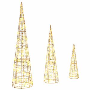 vidaXL Ziemassvētku eglīte 3 gab. Silti balta 20 x 20 x 80 cm PET