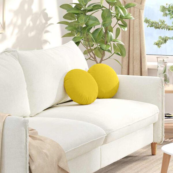 vidaXL Sēdvietas spilventiņi 2 pcs Gaiši dzeltena Ø30 x 13 cm audums