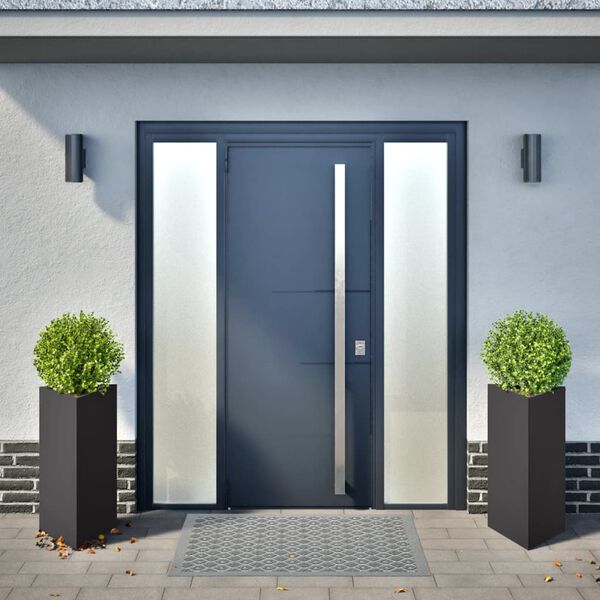 vidaXL dārza puķu kastes, 2 gab., melnas, 40x34,5x70 cm, tērauds