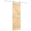 vidaXL Slīdo&scaron;ās durvis Dabisks un balts 70 x 210 cm Cieta priedes koks
