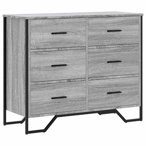 vidaXL atvilktņu skapītis, pelēks, 91x35,5x74,5 cm, inženierijas koks