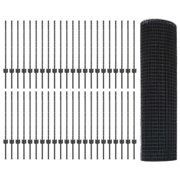 vidaXL Žogs ar stabu Pelēka 0,8 x 100 m Tērauds un PVC