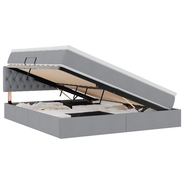 vidaXL Gulta ar uzglabā&scaron;anas vietu un LED Gai&scaron;i pelēks 160 x 200 cm