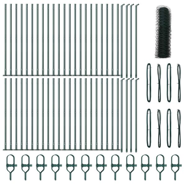 vidaXL Žoga āķis Zaļa 100 x 0,4 m (50 mm siets) Tērauds un PVC