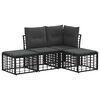 vidaXL Āra dīvānu komplekts ar spilvenu 4 pcs Melns Poliesters
