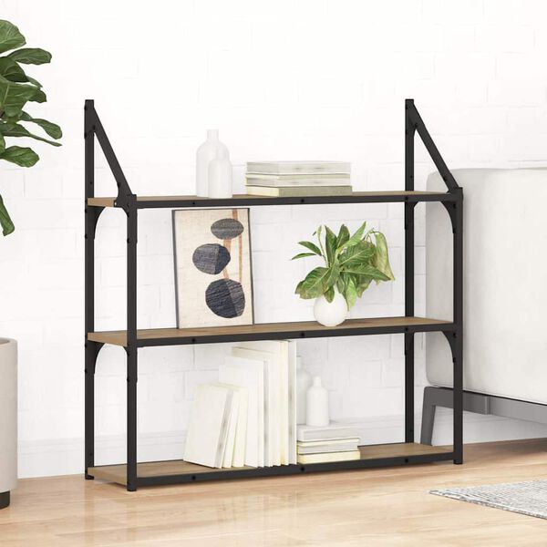 vidaXL Sienas plaukts ar plauktu Artisānā ozols 80 x 21 x 78,5 cm