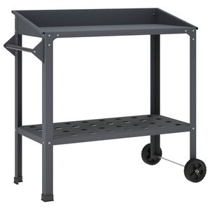 vidaXL Podiņu galds ar riteņiem 96 x 50 x 89 cm Auksti velmēta tērauds