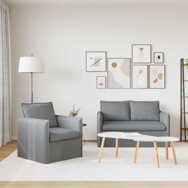 vidaXL Dīvāns 2 pcs Gai&scaron;i pelēks 136 x 82 x 85 cm audums