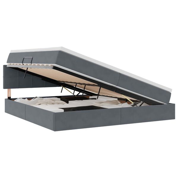 vidaXL Glabā&scaron;anas gulta ar matraci Tum&scaron;i pelēks 200 x 200 cm Samts