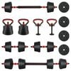 vidaXL 4-in-1 hanteles komplekts 30kg Melns un sarkans