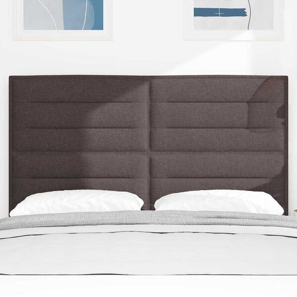 vidaXL LED gultas galva ar galvas klāju Tum&scaron;i brūna 144 cm Poliesters