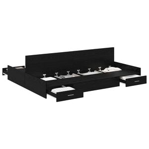 vidaXL Gultas ar uzglabā&scaron;anas vietu Melns ozolkoks 140 x 200 cm