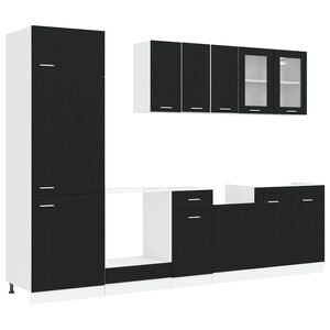 vidaXL Virtuves vienība Lyon 8 pcs Melns ozols Inženierijas koks