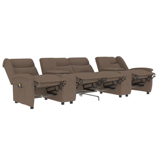 vidaXL četrvietīgs masāžas krēsls ar glāžu turētāju, pelēkbrūns