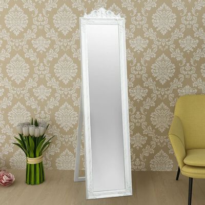 vidaXL brīvi stāvošs spogulis, baroka stils, 160x40 cm, balts