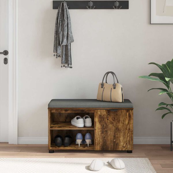 vidaXL Zāles sols ar spilvenu Dūmaka ozols 80 x 38 x 46 cm