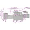 vidaXL 6-daļīgs dārza dīvāna komplekts, matrači, pelēka PE rotangpalma