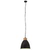 vidaXL griestu lampa, industriāla, melna, dzelzs, koks, 35 cm, E27