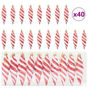 vidaXL Ziemassvētku spirālveida bumba 40 gab. Sarkana 3 x 11 cm