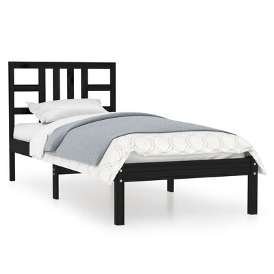 vidaXL gultas rāmis, melns, masīvkoks, 100x200 cm