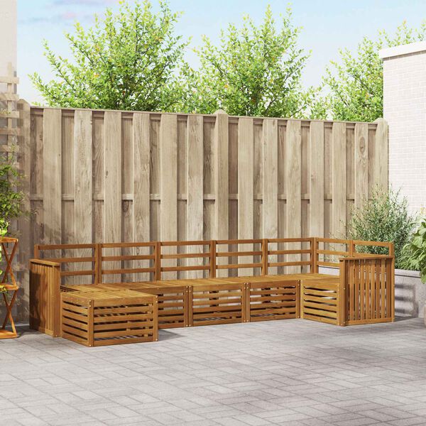 vidaXL Dīvāna komplekti 7 pcs Dabiska Cietā akācijas koks