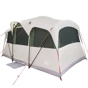 vidaXL Ģimenes telts ar jumtu Balts un zaļ&scaron; 435 x 255 x 216 cm