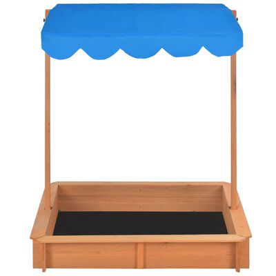 vidaXL smilšu kaste ar regulējamu jumtu, zila, egles koks, UV50