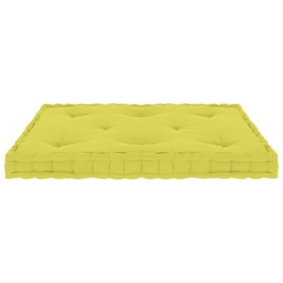 vidaXL palešu dīvāna/grīdas spilvens, 73x40x7cm, dzeltenzaļa kokvilna