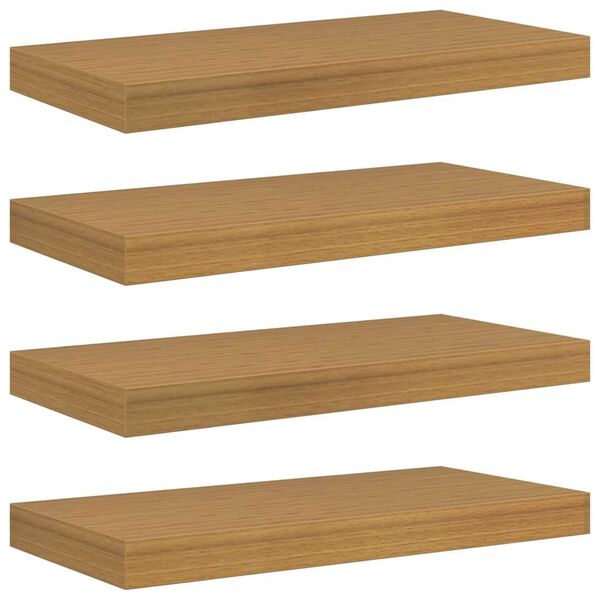 vidaXL Sienas plaukts 4 pcs Bē&scaron;a 50 x 23,5 x 4 cm Inženierijas koks